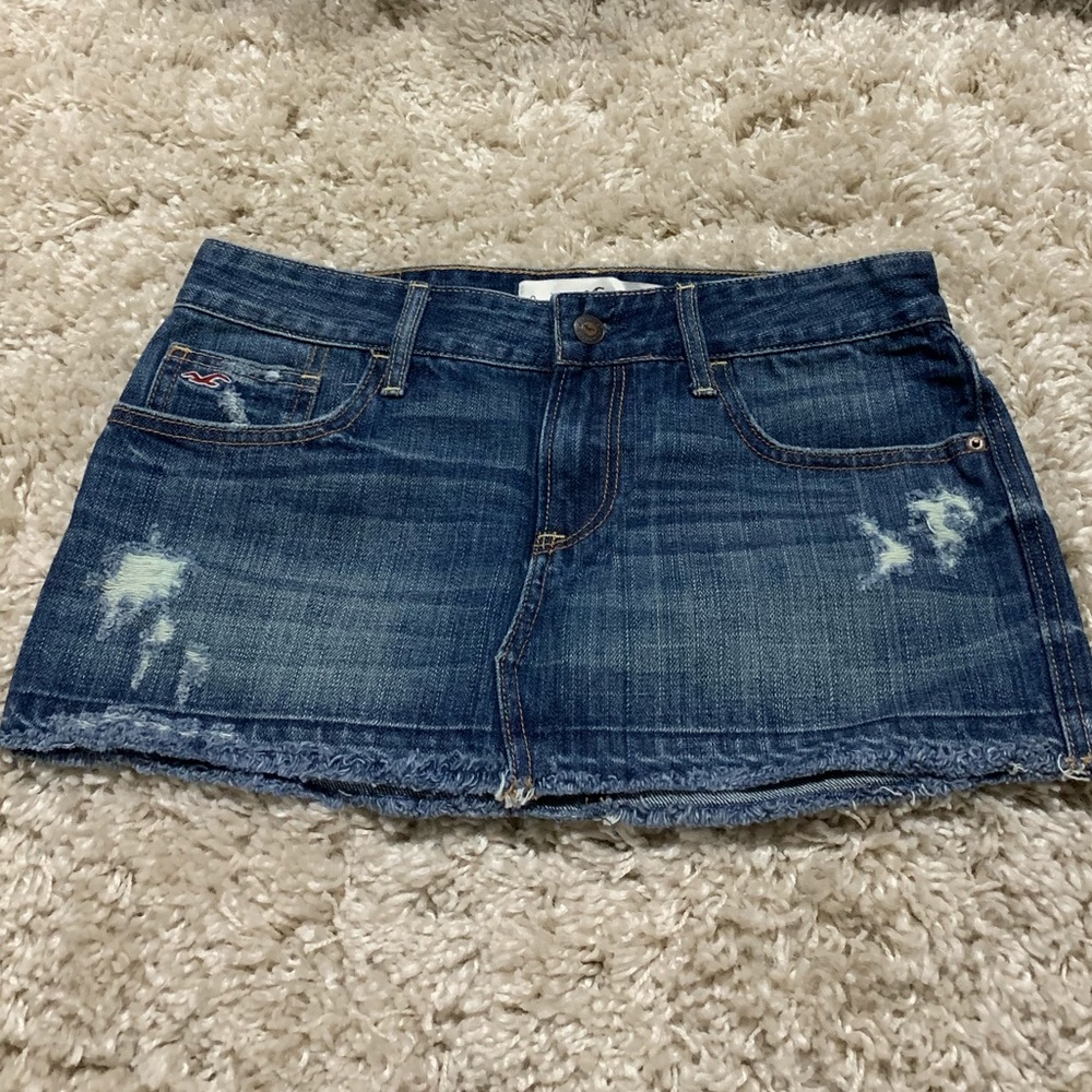 Distressed Hollister Denim Mini Skirt